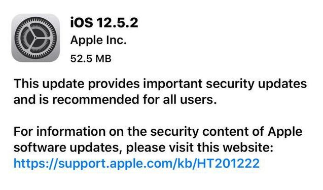 叙永苹果手机维修分享iOS12.5.2发布，建议所有老苹果用户安装 